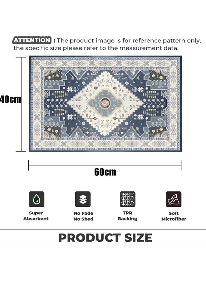 Optico Vintage Bathroom Runner 40x60cm,Boho Non-Slip Soft Farmhouse Bath Rug, Floral printed Carpets, Persian Area Rugs Beige Kitchen Rugs,Indoor Home Decor Rug Anti-slip Beside CarpetUltra Absorbent Thick Machine Washable Quick Dry Bath Mat for Floor Bathtub Sink Toilet Vanity - Image 2